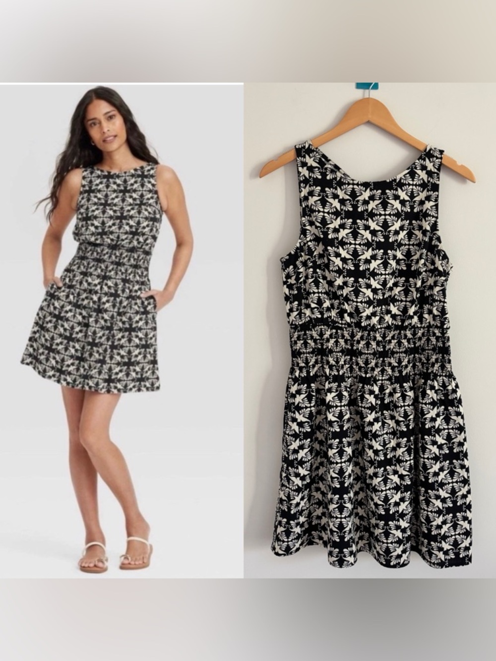 Universal Thread Women sleeveless smocked Waist Mini Dress in Black Size Medium